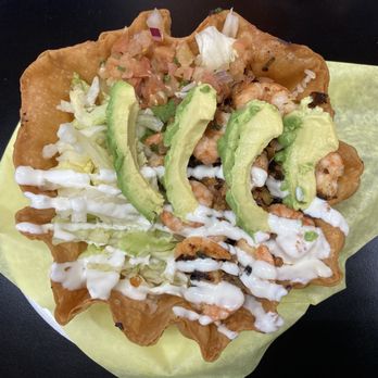 Tacos Ensenada - Shrimp tostada salad - really good!! - Mexican Near Me - East Los Angeles, California Tacos Ensenada - Shrimp tostada salad - really good!! - Mexican Near Me - East Los Angeles, California