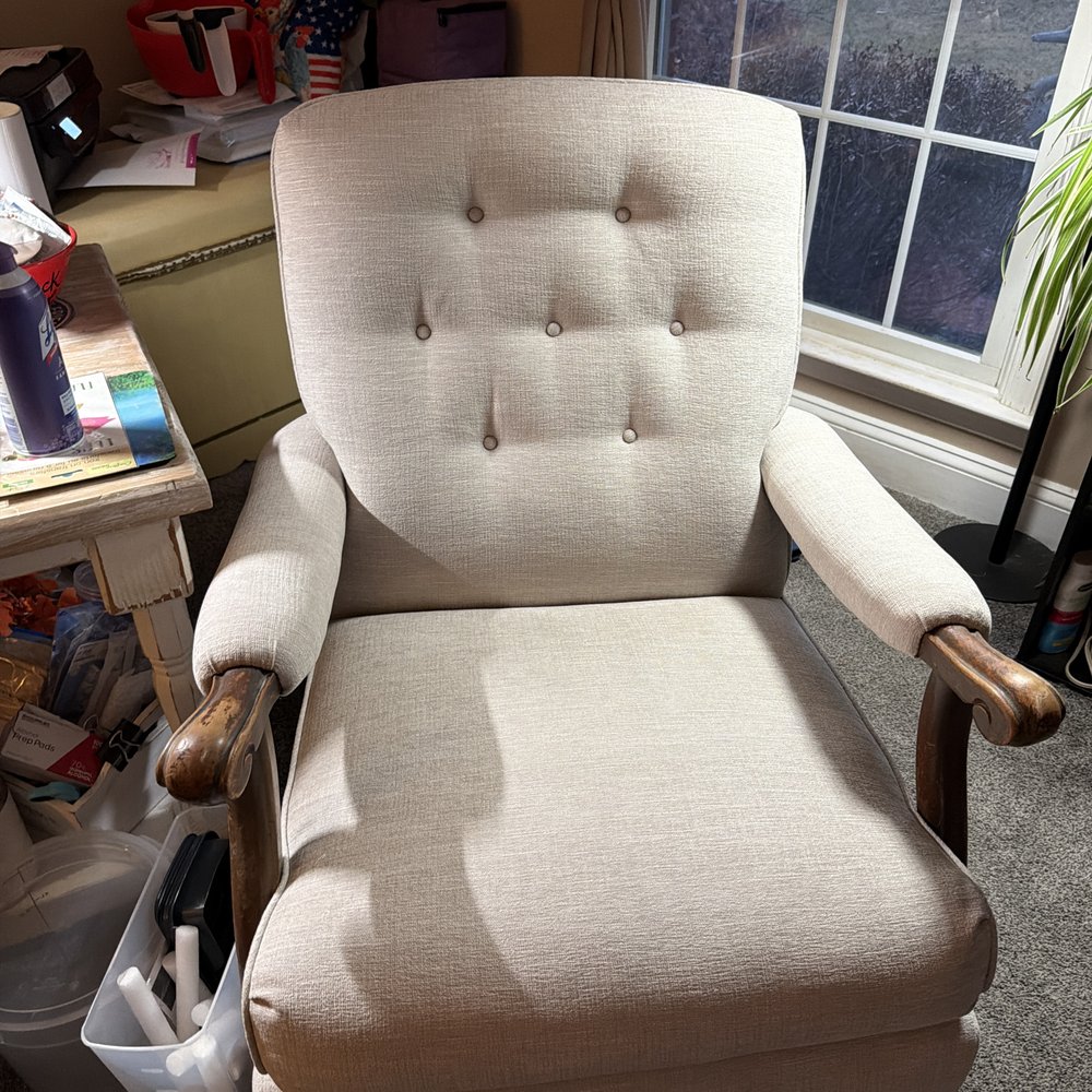 Trust Upholstery - This was my Grandma chair. I guessing at least 80+ years. - Furniture Reupholstery Near Me - Rockville, Maryland Trust Upholstery - This was my Grandma chair. I guessing at least 80+ years. - Furniture Reupholstery Near Me - Rockville, Maryland