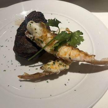 Eddie V's Prime Seafood - 10 oz Center Cut Filet Mignon and 5oz Roasted South African Lobster Beurre Blanc - Seafood Near Me - Paramus, New Jersey Eddie V's Prime Seafood - 10 oz Center Cut Filet Mignon and 5oz Roasted South African Lobster Beurre Blanc - Seafood Near Me - Paramus, New Jersey