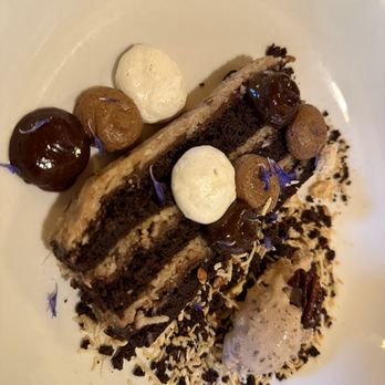 Farm & Table - Germán chocolate cake with coconut milk pecan ice cream - New American Near Me - Albuquerque, New Mexico