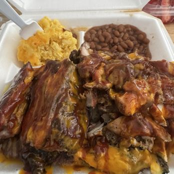 Greedy Lee's Bbq - Two meat meal with chicken and ribs and baked beans and Mac for the sides. Highly recommend! - Barbeque Near Me - Tampa, Florida Greedy Lee's Bbq - Two meat meal with chicken and ribs and baked beans and Mac for the sides. Highly recommend! - Barbeque Near Me - Tampa, Florida