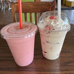 Left: Strawberry Cream Agua Fresca, Right: Fresh Strawberries and Cream Left: Strawberry Cream Agua Fresca, Right: Fresh Strawberries and Cream