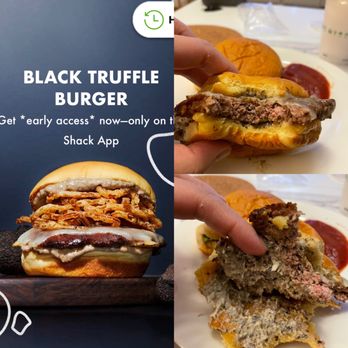 Shake Shack Queens Center Mall - What it advertised vs what I got. I did not flatten this. It came like that. Where is the onions? - Burgers Near Me - Elmhurst, New York