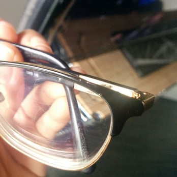 Frame Fixer - Gold flecks are now visible where they scratched the frame. This is the side where they made the repair.(left) - Eyewear & Opticians Near Me - Las Vegas, Nevada Frame Fixer - Gold flecks are now visible where they scratched the frame. This is the side where they made the repair.(left) - Eyewear & Opticians Near Me - Las Vegas, Nevada