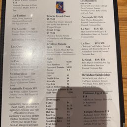 Breakfast menu