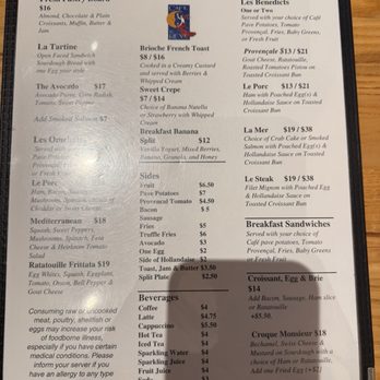 Cafe Le Reve - Breakfast menu - French Near Me - Riverside, California
