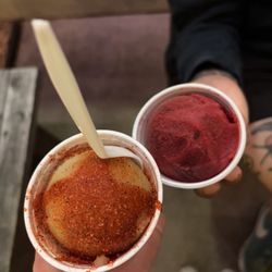 Nieves De Garrafa SD - Bottom left: pepino w/ lime + watermelon Diablito Style Top right: Jamaica/Hibiscus