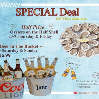 JC Crab House - special deal for oysters on the half shell - Seafood Near Me - Silver Spring, Maryland