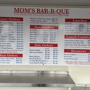 Mom's Bar-B-Que - Current menu as of October 21, 2026 - Barbeque Near Me - Los Angeles, California Mom's Bar-B-Que - Current menu as of October 21, 2026 - Barbeque Near Me - Los Angeles, California