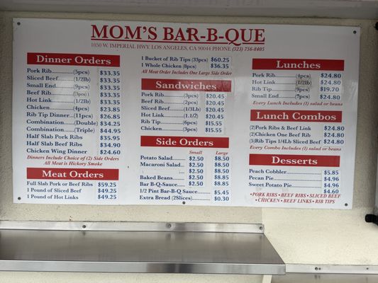 Menu photo 1 Mom's Bar-B-Que Los Angeles, CA Menu photo 1 Mom's Bar-B-Que Los Angeles, CA