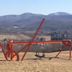 Salem Art Works - Artwork on display that is also a swing with an awesome view of the village of Salem below.