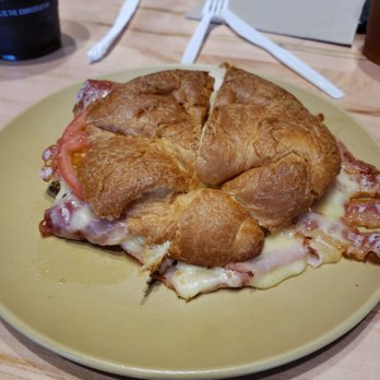Klatch Coffee - Ham and cheese croissant, add bacon and Tomato! - Cafes Near Me - Fontana, California Klatch Coffee - Ham and cheese croissant, add bacon and Tomato! - Cafes Near Me - Fontana, California