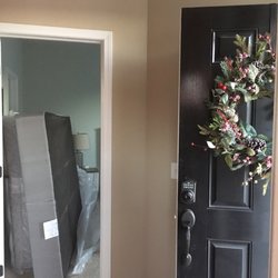 Delivery guys walk it through the front door directly into spare room "we don't remove plastic & don't set it on the frame"