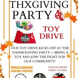 Osorio Training Center - For the 11/21/25 Thanksgiving Party, please consider bringing an unwrapped toy to donate for our toy giveaway event.