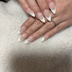 Nail Art - French tip silhouette with a little pink heart for valentines!