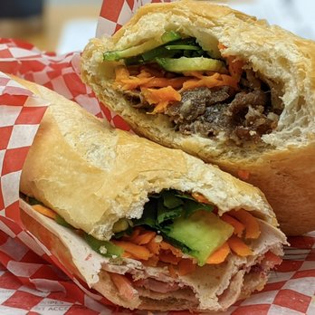 Banh Mi Cali - a sandwich cut in half - Vietnamese Near Me - Edmonton, Alberta