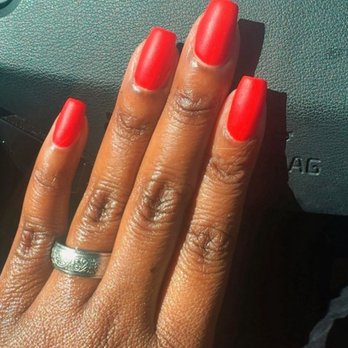 H2O Nails & Spa - Gel mani on natural nails. Red #161 w/Matte Top Coat - Nail Salons Near Me - Los Angeles, California