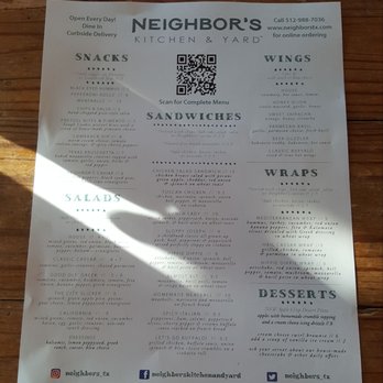 Neighbor's Kitchen & Yard - Menu! Just 'cuz - Pizza Near Me - Bastrop, Texas