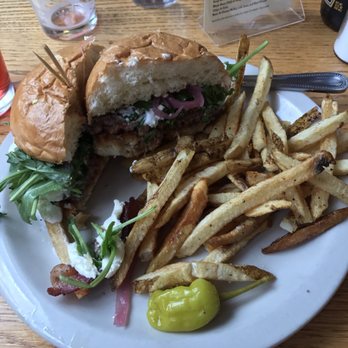 Mountain Sun Pub & Brewery - Bison Burger $12 - with fries - Pubs Near Me - Boulder, Colorado