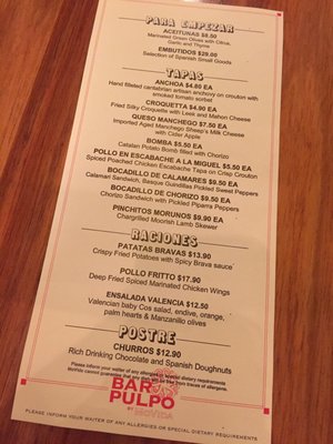 Menu photo 2 Bar Pulpo by Movida Tullamarine, VIC