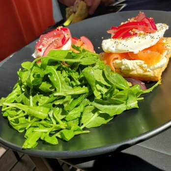 VIM Dining & Desserts - Smoked Salmon & Biscuits with Poached Eggs - New American Near Me - Santa Cruz, California