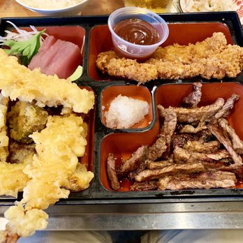 Miyo's Restaurant - Combination Special Bento (beef teriyaki and chicken katsu) - Izakaya Near Me - Hilo, Hawaii Miyo's Restaurant - Combination Special Bento (beef teriyaki and chicken katsu) - Izakaya Near Me - Hilo, Hawaii