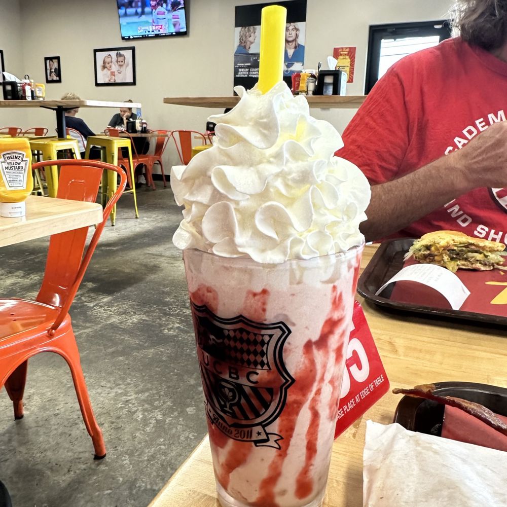 Strawberry shake extra whipped cream Strawberry shake extra whipped cream