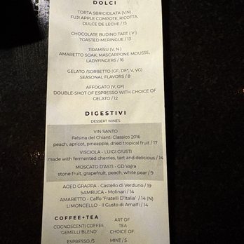 Rossoblu - Dessert Menu 10/25/25 - Italian Near Me - Los Angeles, California