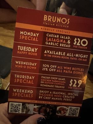 Menu photo 1 Brunos Italian Kitchen Brea, CA