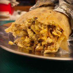 Carrie-Out Burgers & Breakfast - And it makes me feel so fine I can't control my brain  Large Sausage, Egg, & Cheese Breakfast Burrito guest starring Potatoes