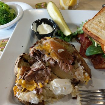 McAlister's Deli - It looks messy but it was pretty good. Baked potato with roast beef and cheese, BLT sandwich and a side of broccoli, under $9 with the side. - Delis Near Me - Amarillo, Texas McAlister's Deli - It looks messy but it was pretty good. Baked potato with roast beef and cheese, BLT sandwich and a side of broccoli, under $9 with the side. - Delis Near Me - Amarillo, Texas