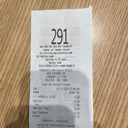 McDonald's - Price receipt.
