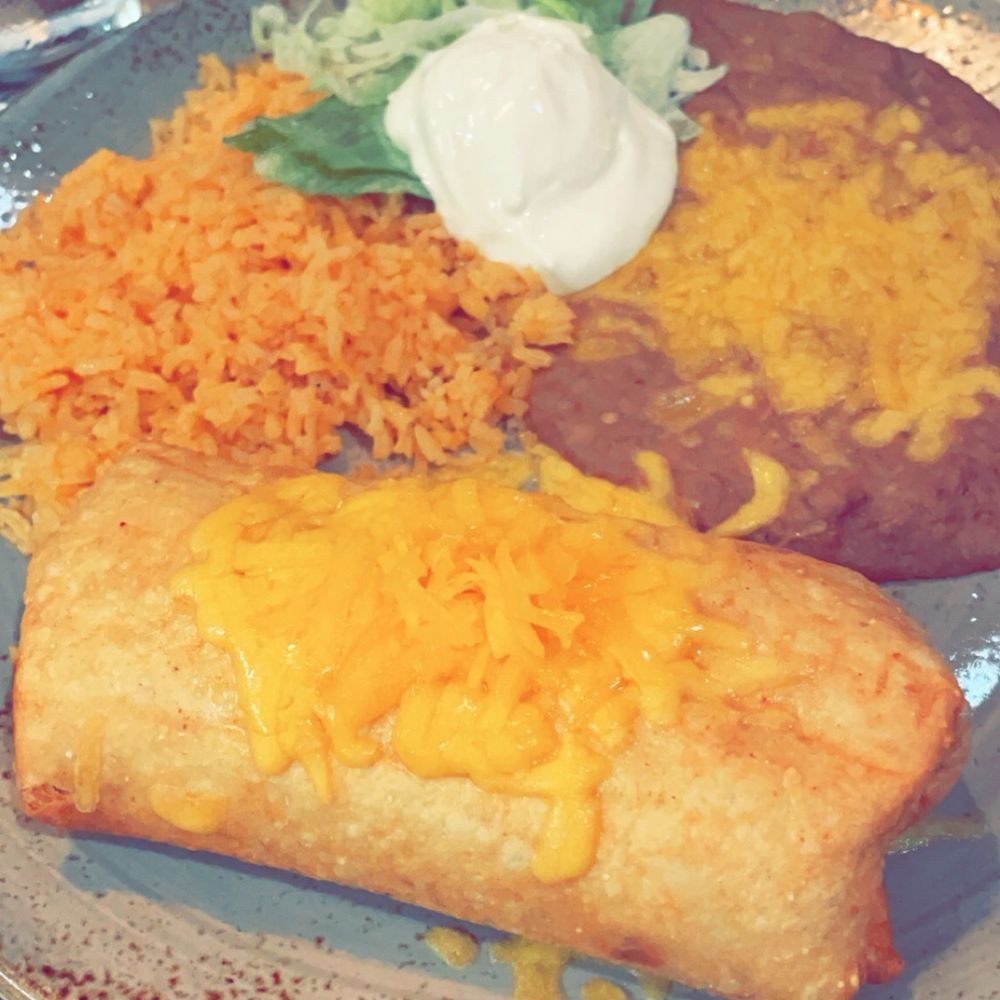 Mezcaluna - Beef chimichanga with beans and rice! It was delicious! - Mexican Near Me - Happy Valley, Oregon Mezcaluna - Beef chimichanga with beans and rice! It was delicious! - Mexican Near Me - Happy Valley, Oregon