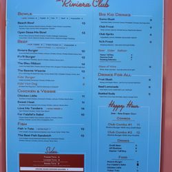 Riviera Club - Menu