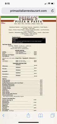 Menu photo 8 Prima's Pizza & Pasta Fort Worth, TX Menu photo 8 Prima's Pizza & Pasta Fort Worth, TX