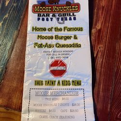 Front of menu