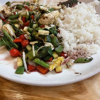 Embur - The halibut special with vegetables and rice. - Desserts Near Me - Greensboro, North Carolina