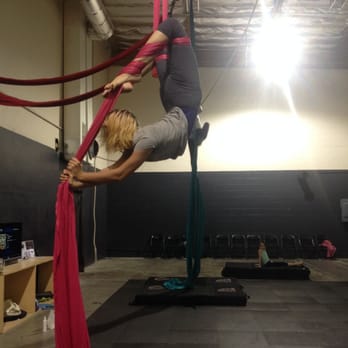The Aerial Classroom - Doing Scorpion on tissu! - Aerial Fitness Near Me - Valencia, California