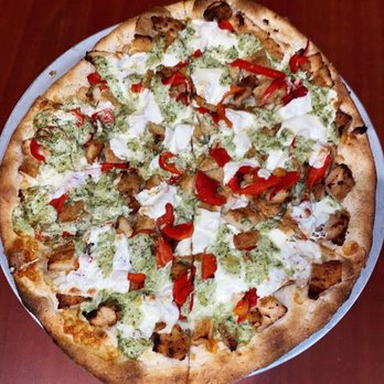 Mezza Luna - The Randy Pie (Fried chicken, roasted red peppers, fresh mozzarella, pesto sauce) - Pizza Near Me - Manalapan, New Jersey Mezza Luna - The Randy Pie (Fried chicken, roasted red peppers, fresh mozzarella, pesto sauce) - Pizza Near Me - Manalapan, New Jersey