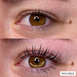 Beautified - Before and after the keratin lash lift and tint.