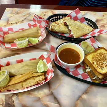 La Vaquita Mexican Grill - The whole order...on the left are three tamales (two chicken, one pork), all great. - Mexican Near Me - Washington, North Carolina La Vaquita Mexican Grill - The whole order...on the left are three tamales (two chicken, one pork), all great. - Mexican Near Me - Washington, North Carolina