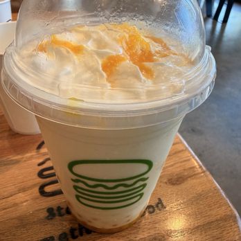 Shake Shack - Tropical Mango Shake with Passionfruit Popping Boba - Burgers Near Me - Park City, Utah Shake Shack - Tropical Mango Shake with Passionfruit Popping Boba - Burgers Near Me - Park City, Utah