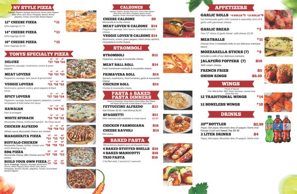 Menu photo 2 Tony's Pizza Galloway, OH Menu photo 2 Tony's Pizza Galloway, OH