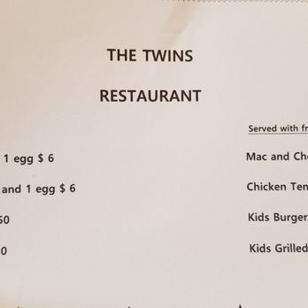 The Twins Restaurant - Kids menu - American Near Me - Cotati, California
