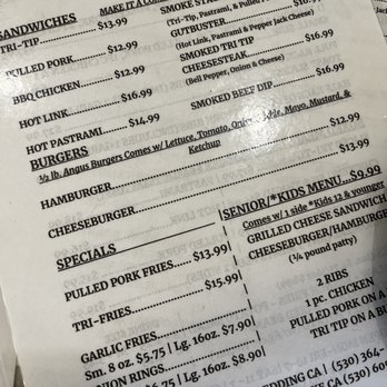 Smokin' Joe's BBQ - One side of the menu... - Barbeque Near Me - Redding, California
