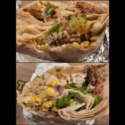 Taco Express Mexican Grill - Top: Grilled chicken burrito, Bottom: Steak burrito with guac