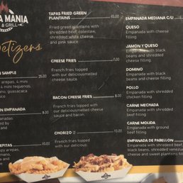 Appetizer menu Appetizer menu