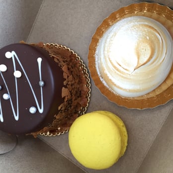 Éclair de Lune - Chocolate hazelnut mouse cake, lemon meringue tart, macaron. - Bakeries Near Me - Calgary, Alberta