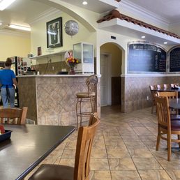 Dinner specials board and dining room