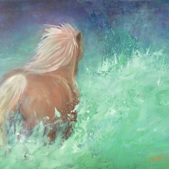 Ivette Fine Art - "Splashing into the unknown" original oil painting by artist Ivette Kjelsrud 18 x 24 inch - Arts & Crafts Near Me